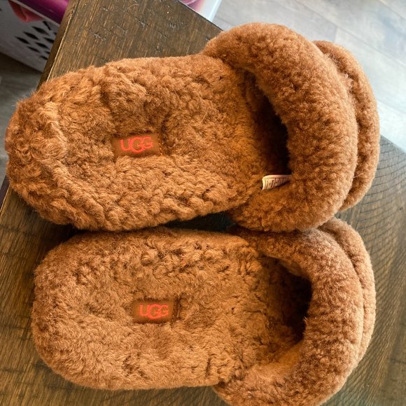 NWT UGG Platform Slippers Clogs Natural Size Women 7 Brown Pink Cozy Comfy - Picture 2 of 3